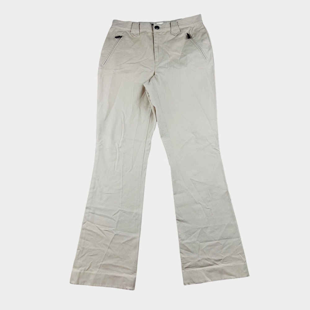 Y2K Lauren Ralph Lauren Flare Pants Women 4 Tan Mid Rise Stretch Workwear Office